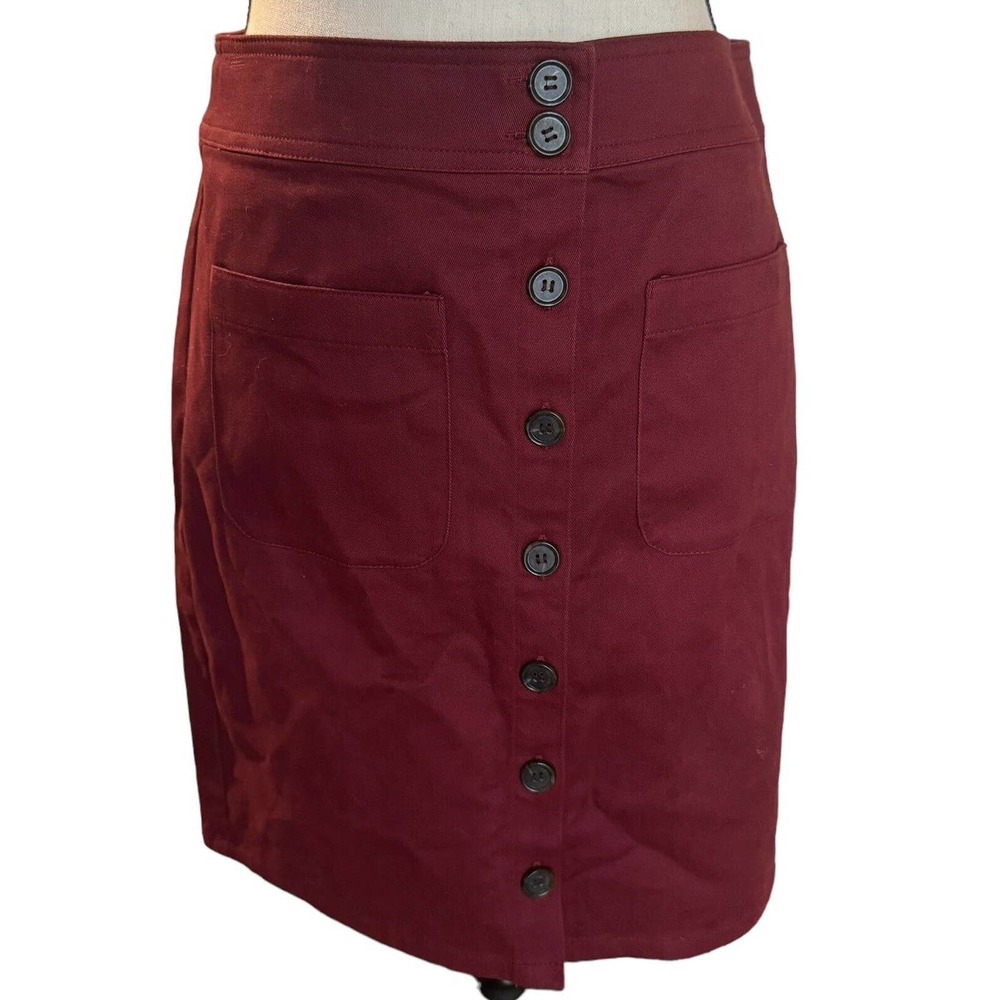LOFT Outlet Women's Skirt A Line Button Front Pockets Burnt Red Size 0